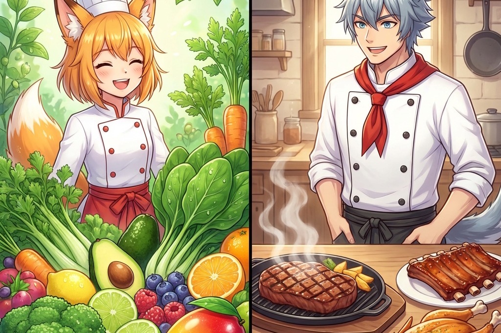 ヴィーガン（完全菜食主義者）とニクガン（完全肉食主義者）について。